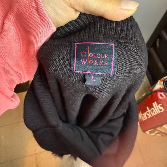 Colour Works Vintage Brown Faux Fur Off Shoulder Sweater - Picture 2 of 4